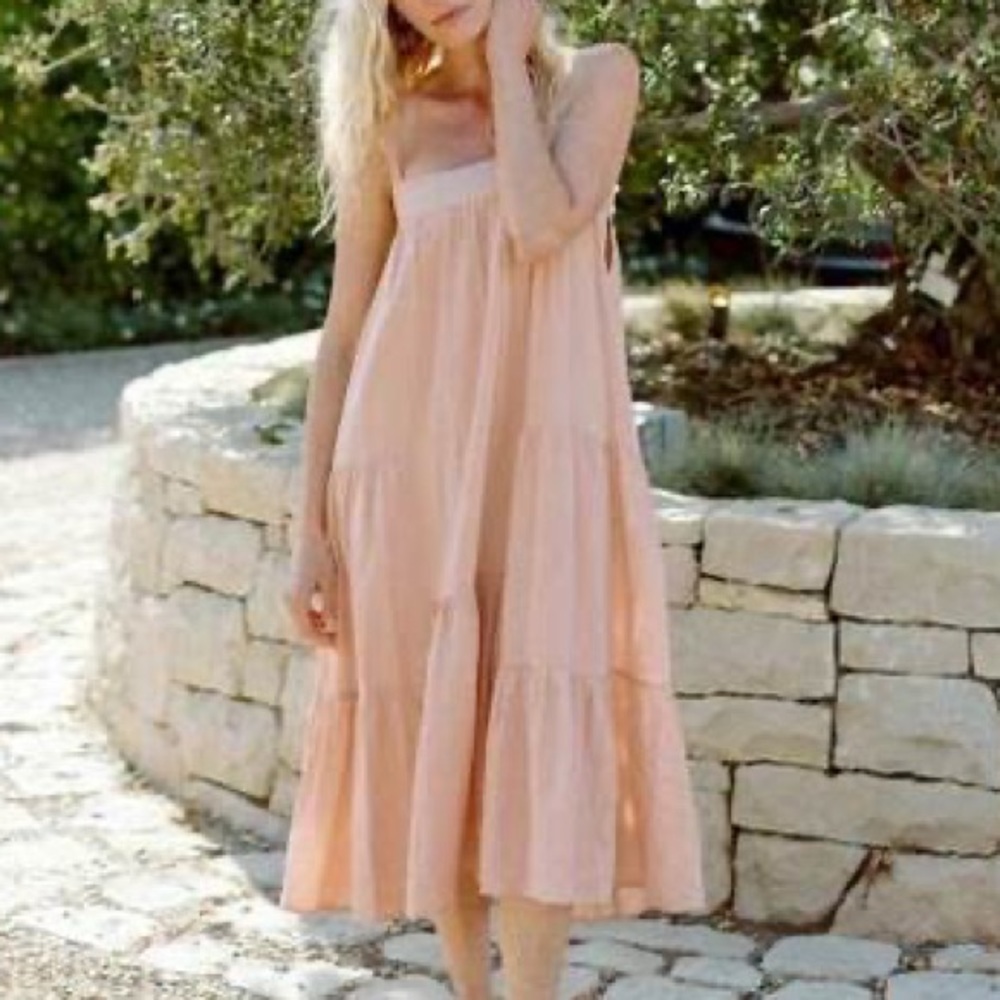 Jenni Kayne Peach Seersucker Summer Dress